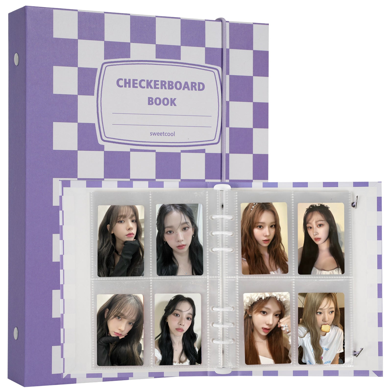 CeyiJun Checkered Photocard Binder with 25 Pages 4 Pocket Double Side Inner Refills with 200 Pockets