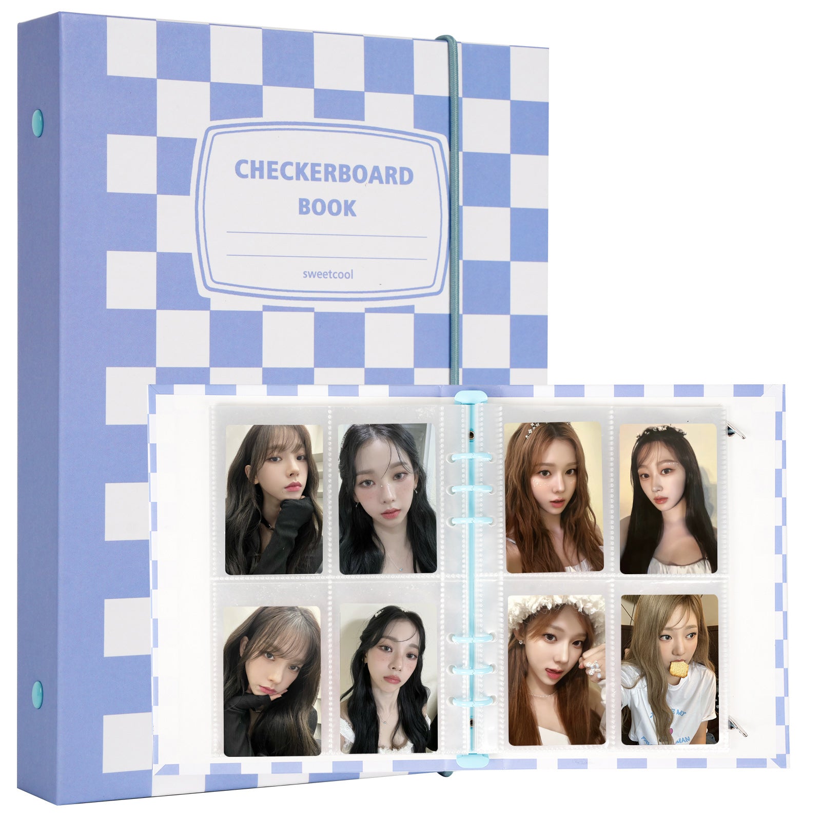 CeyiJun Checkered Photocard Binder with 25 Pages 4 Pocket Double Side Inner Refills with 200 Pockets