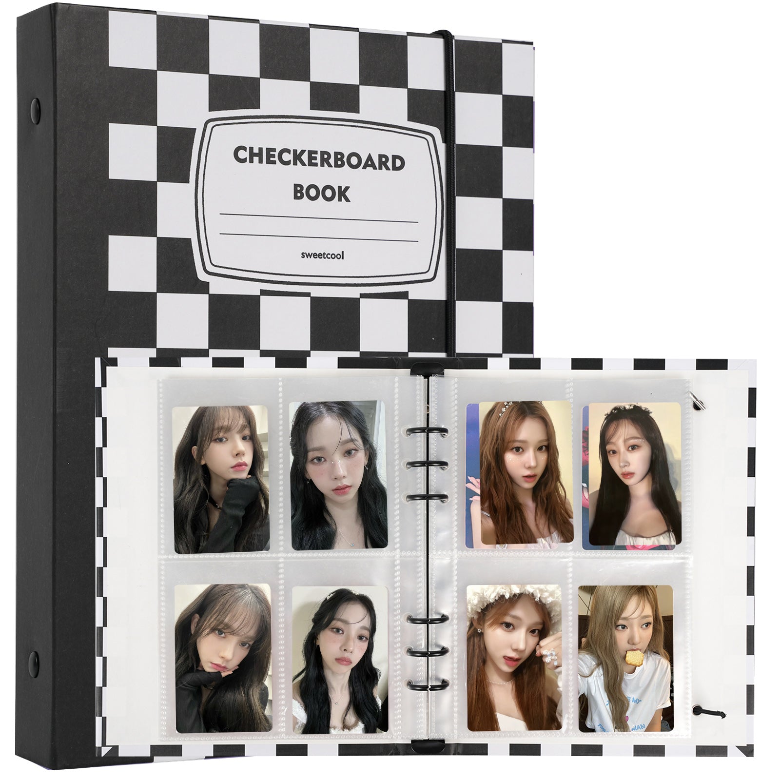 CeyiJun Checkered Photocard Binder with 25 Pages 4 Pocket Double Side Inner Refills with 200 Pockets