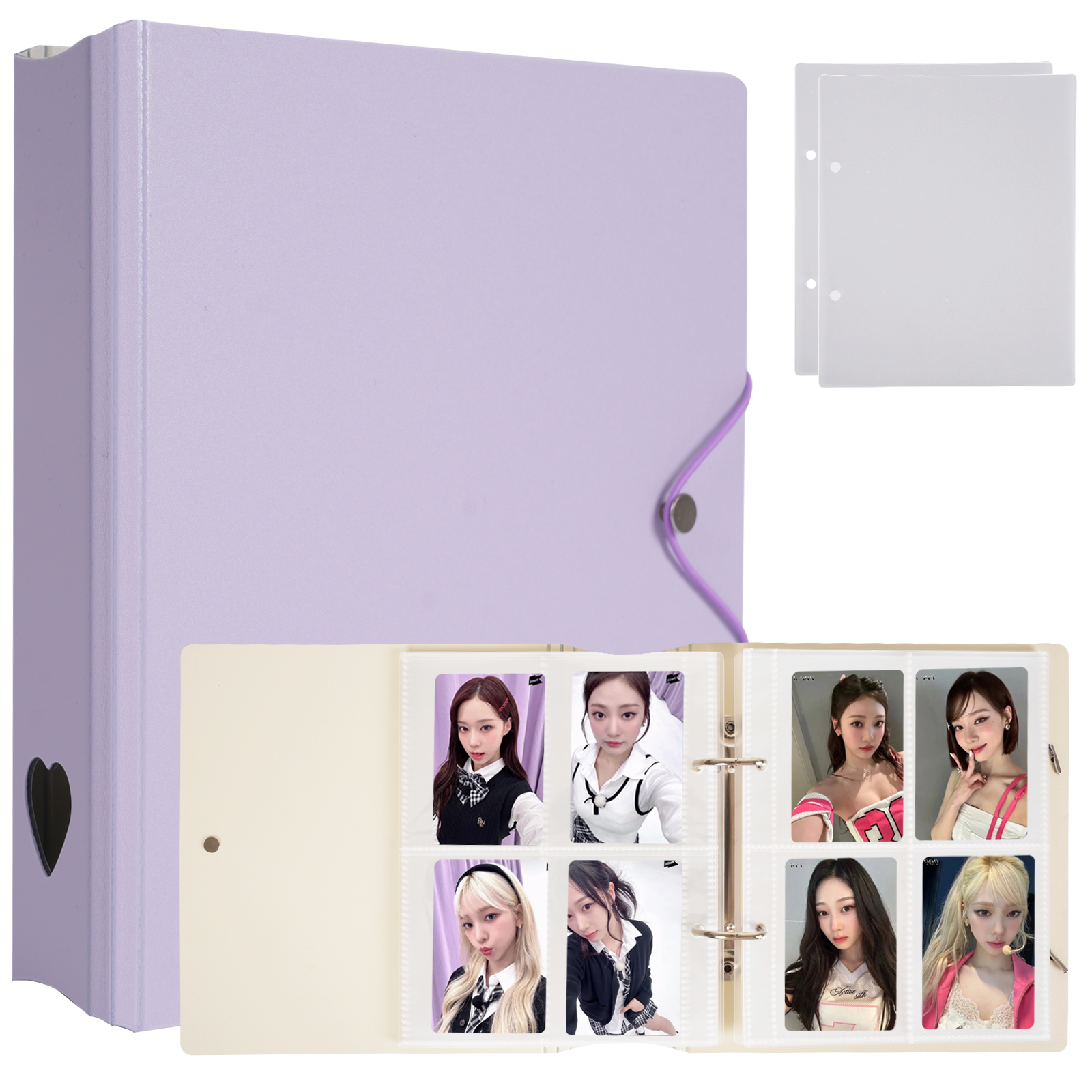 CeyiJun Minimalist Photocard Binder with 25 Pages 4 Pocket Single Side Inner Refills and 2 Divider Acid-Free with 100 Pockets