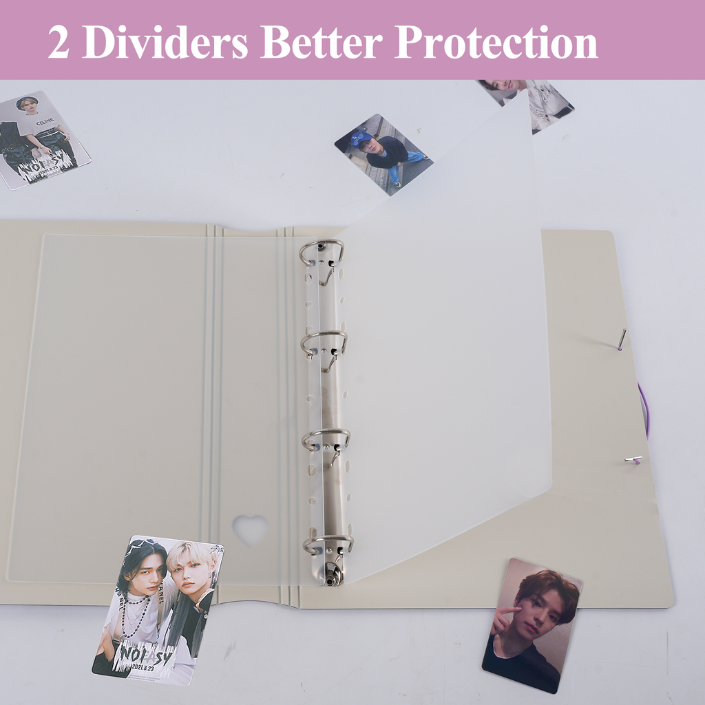 CeyiJun Minimalist Photocard Binder with 25 Pages 9 Pocket Single Side Inner Refills and 2 Divider Acid-Free with 225 Pockets