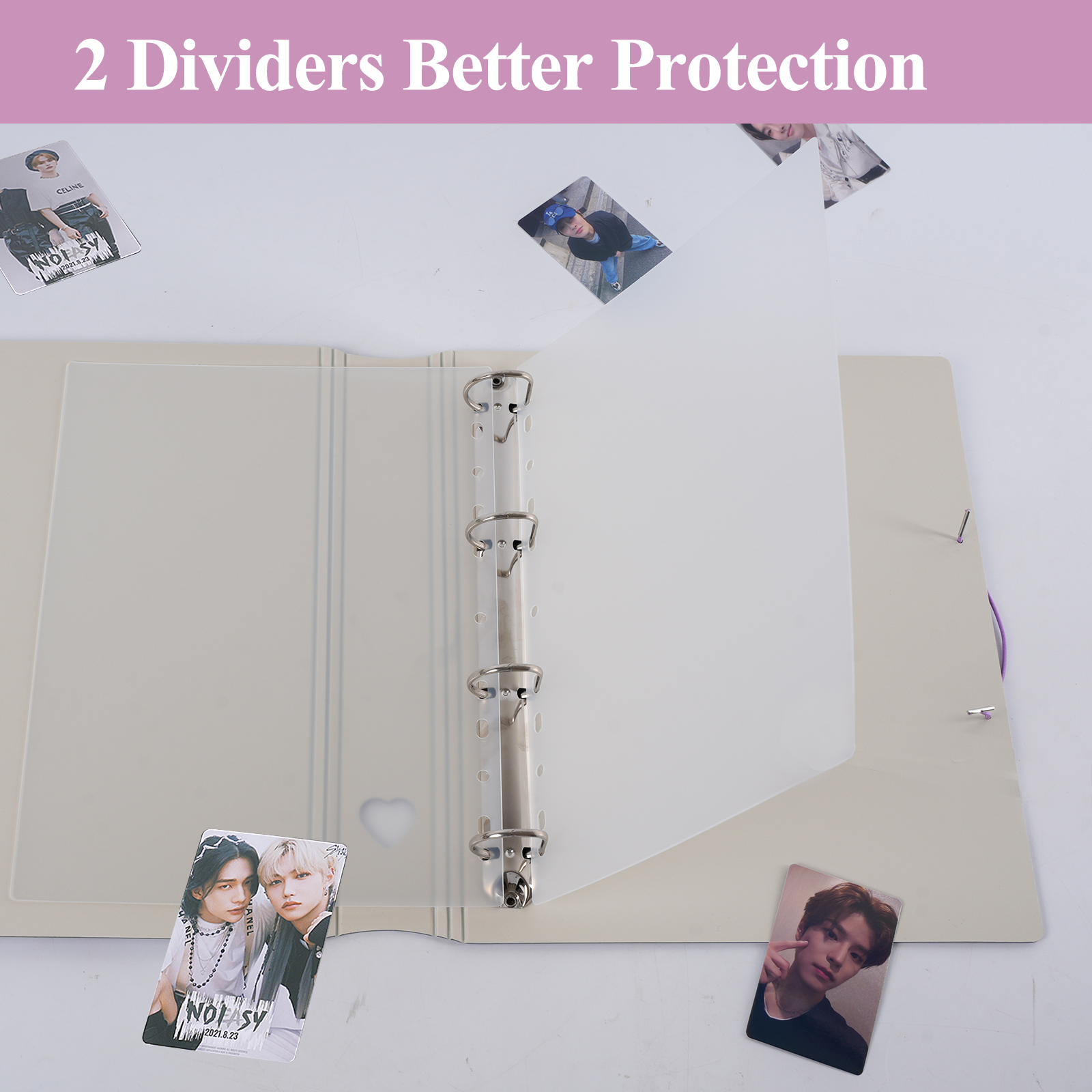 CeyiJun Minimalist Photocard Binder with 25 Pages 9 Pocket Single Side Inner Refills and 2 Divider Acid-Free with 225 Pockets