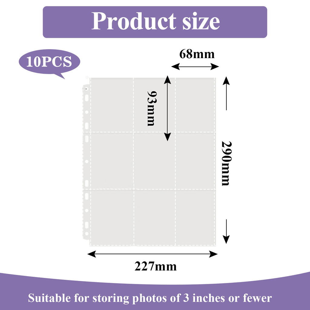 CeyiJun Kpop Photocard Binder Refills, Single Sided Sleeves, 100 Microns, Clear (A4 9-Pockect 10)