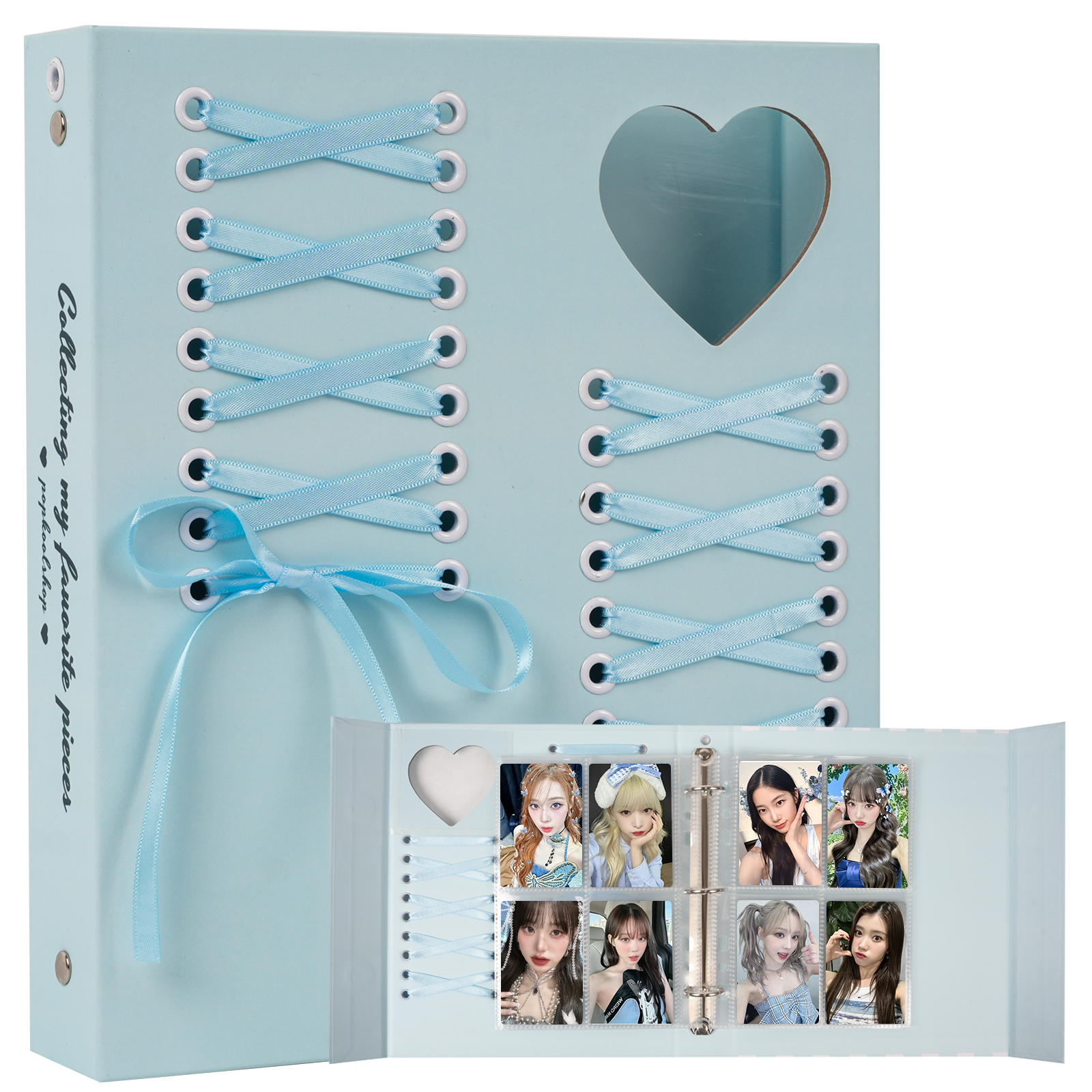 CeyiJun Ballet Ribbon Photocard Binder 100 Pockets with 25 Pcs Inner Pages, Korean Pop Photocard Holder Book, Photocard Album, 3 Ring K-Pop Album Photo Card Binder Book, 4 Photo Style Photo