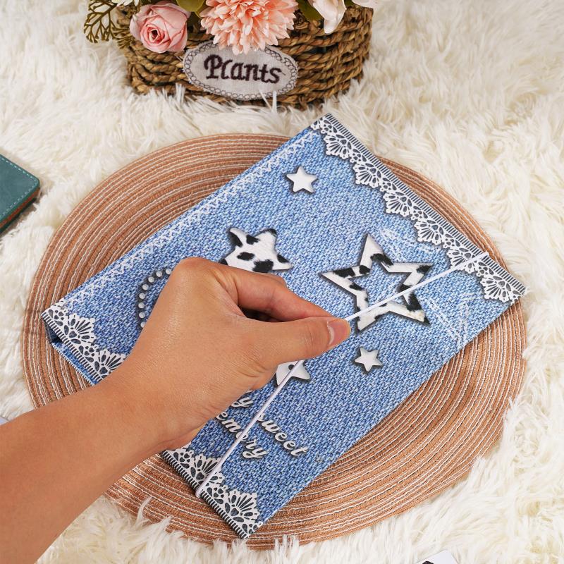CeyiJun Denim Photocard Binder with 25 Pages 4 Pocket Double Side Inner Refills with 200 Pockets