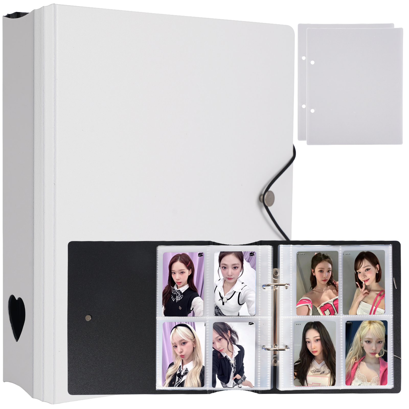 CeyiJun Minimalist Photocard Binder with 25 Pages 4 Pocket Single Side Inner Refills and 2 Divider Acid-Free with 100 Pockets