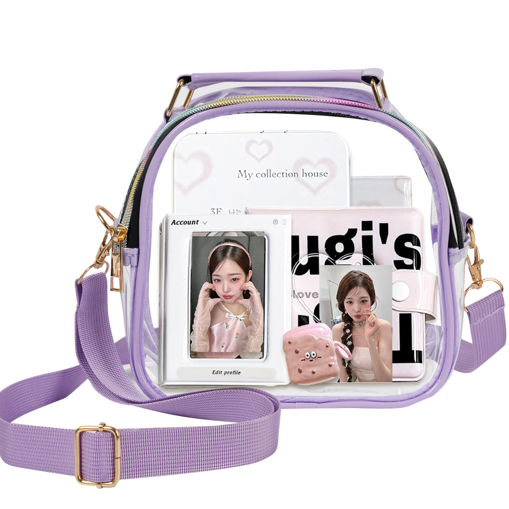 Aesthetic Clear Kpop Concert Bag, Stadium Approved Crossbody Bag with Adjustable Strap Game Day Kpop Merch Gifts Stan