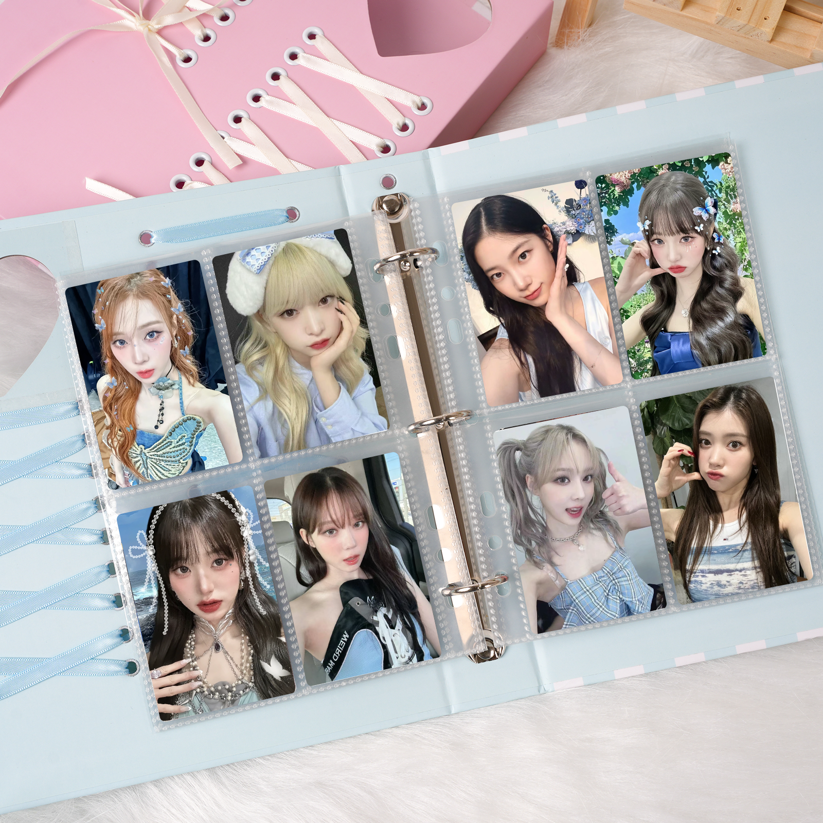 CeyiJun Kpop Photocard Binder Refills, Single Sided Sleeves, 100 Microns, Clear (A5 4-Pocket 25)