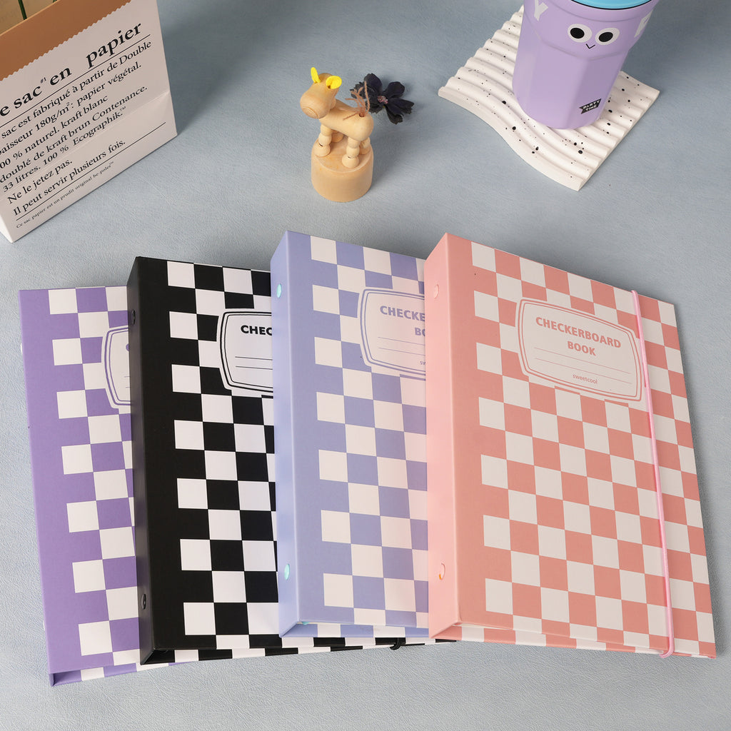 CeyiJun Checkered Photocard Binder with 25 Pages 4 Pocket Double Side Inner Refills with 200 Pockets