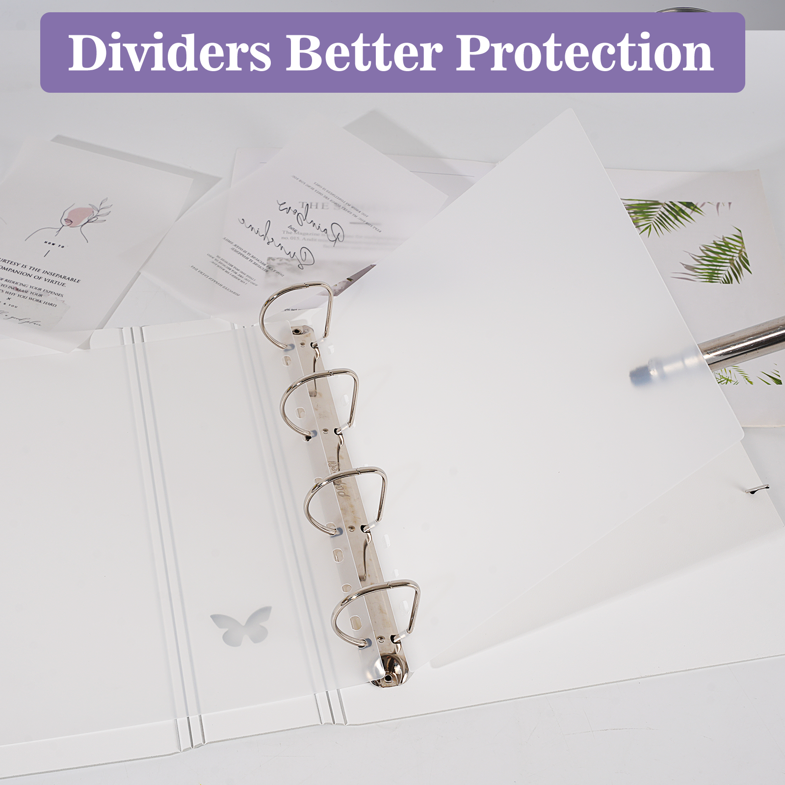 CeyiJun A4 Plus 2 Inch Minimalist Photocard Binder with 25 Pages 9 Pocket Single Side Inner Refills and 2 Divider Acid-Free with 225 Pockets Butterfly