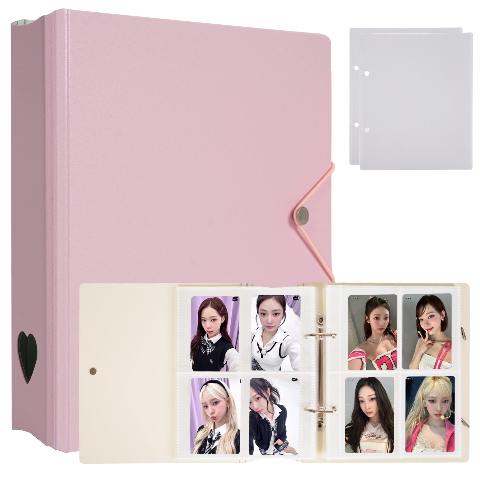 CeyiJun Minimalist Photocard Binder with 25 Pages 4 Pocket Single Side Inner Refills and 2 Divider Acid-Free with 100 Pockets