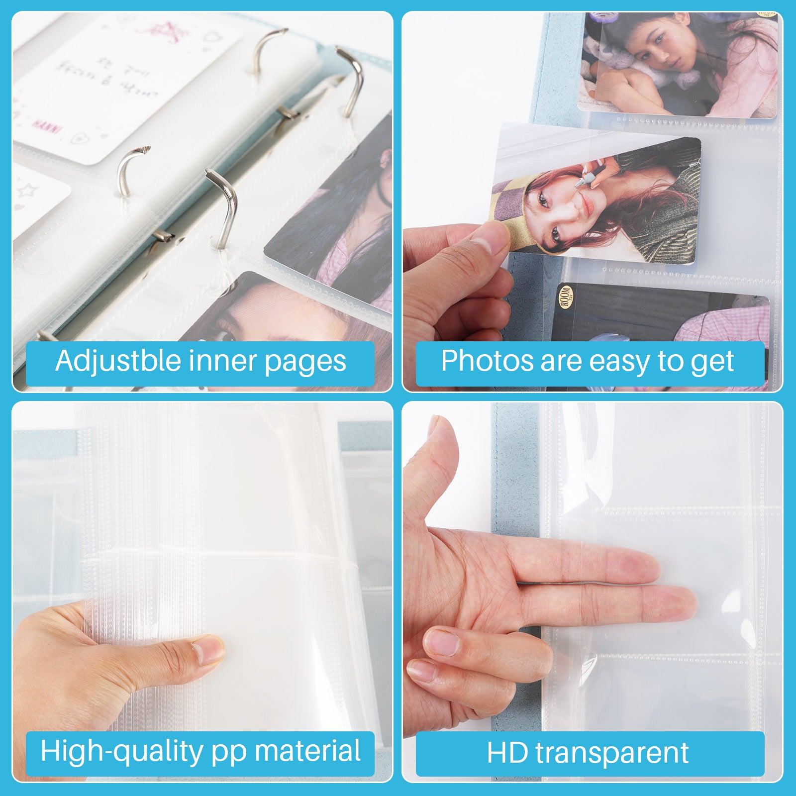 CeyiJun Moonlight Photocard Binder with 50 Pages 6 Pocket Single Side Inner Refills Acid-Free with 300 Pockets