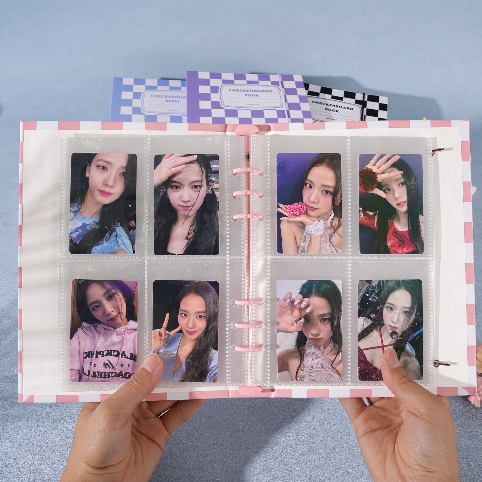 CeyiJun Checkered Photocard Binder with 25 Pages 4 Pocket Double Side Inner Refills with 200 Pockets