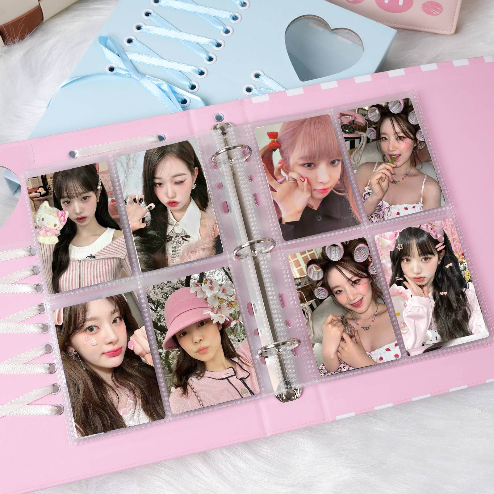 CeyiJun Ballet Ribbon Photocard Binder 100 Pockets with 25 Pcs Inner Pages, Korean Pop Photocard Holder Book, Photocard Album, 3 Ring K-Pop Album Photo Card Binder Book, 4 Photo Style Photo