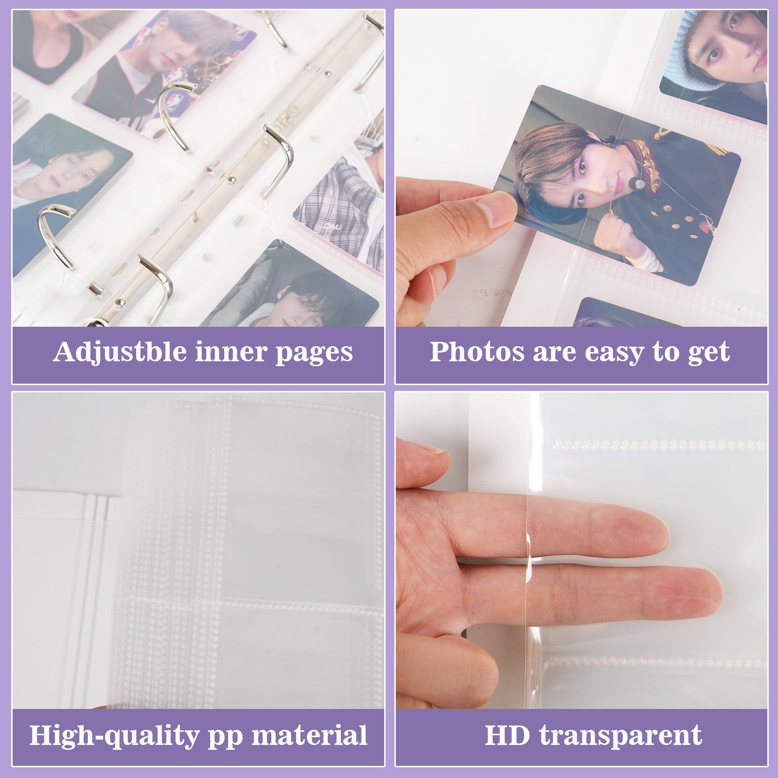 CeyiJun A4 Plus 2 Inch Minimalist Photocard Binder with 25 Pages 9 Pocket Single Side Inner Refills and 2 Divider Acid-Free with 225 Pockets Butterfly