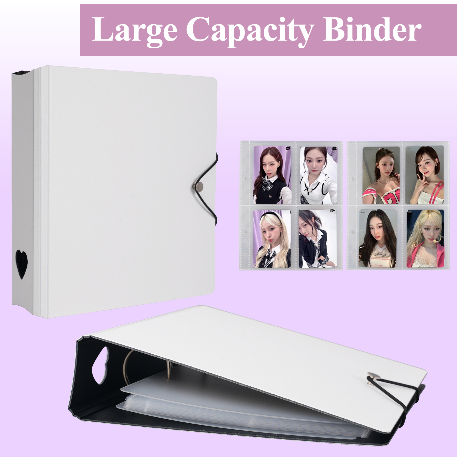 CeyiJun Minimalist Photocard Binder with 25 Pages 4 Pocket Single Side Inner Refills and 2 Divider Acid-Free with 100 Pockets