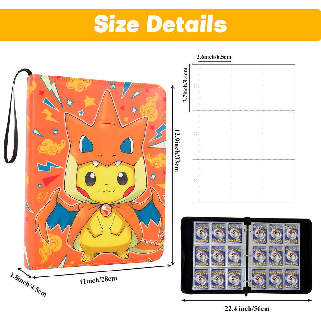 Game Card Binder 900 Pockets of Trading Card Binder with 9 Pocket Card Holder Binder contains 50 Removable Card Sleeves Card Collection Binder PU Organized