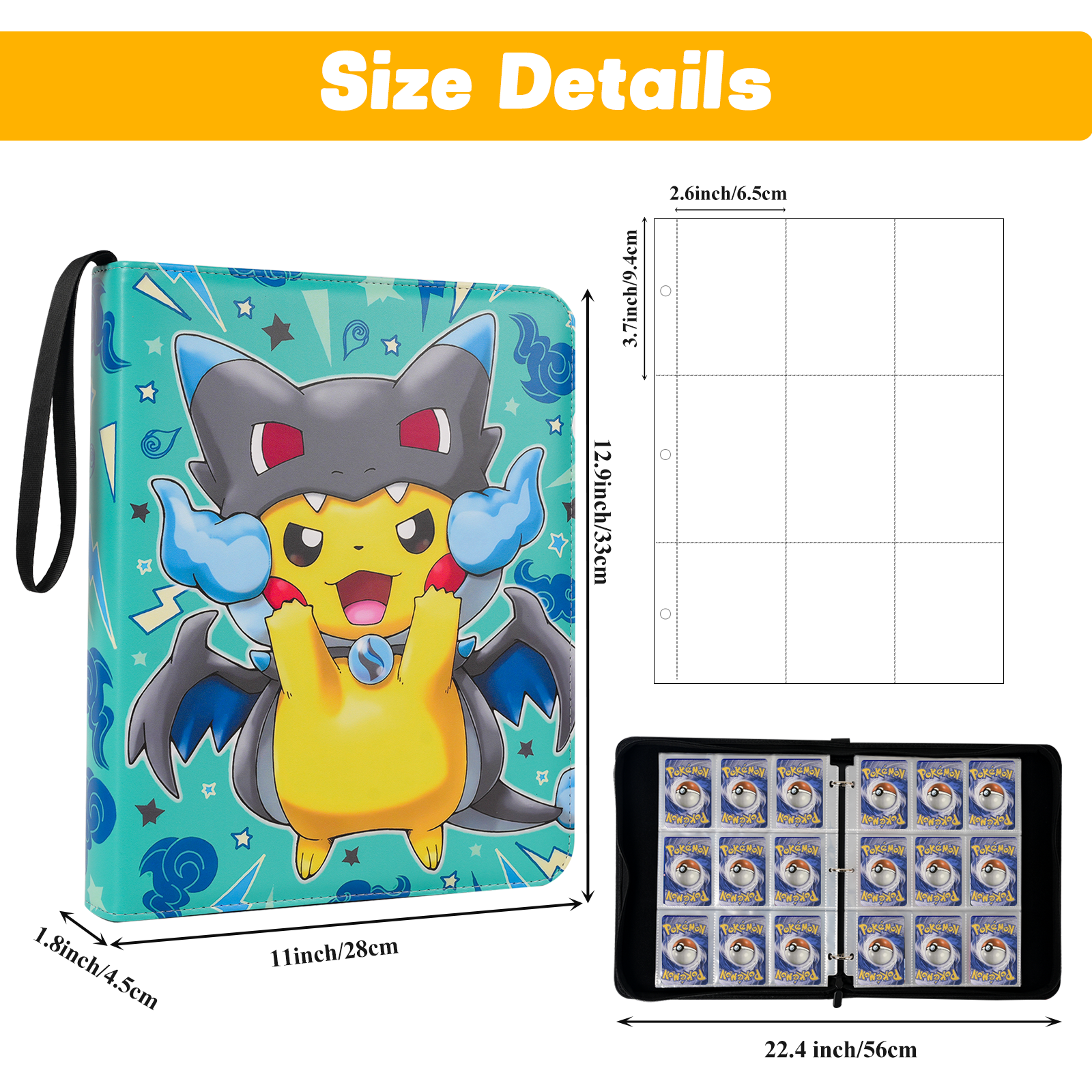 Game Card Binder 900 Pockets of Trading Card Binder with 9 Pocket Card Holder Binder contains 50 Removable Card Sleeves Card Collection Binder PU Organized