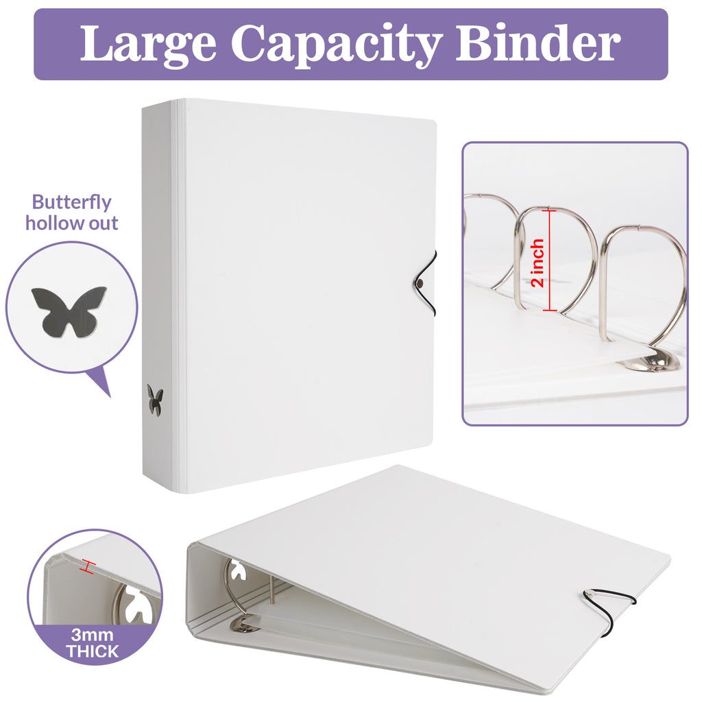 CeyiJun A4 Plus 2 Inch Minimalist Photocard Binder with 25 Pages 9 Pocket Single Side Inner Refills and 2 Divider Acid-Free with 225 Pockets Butterfly