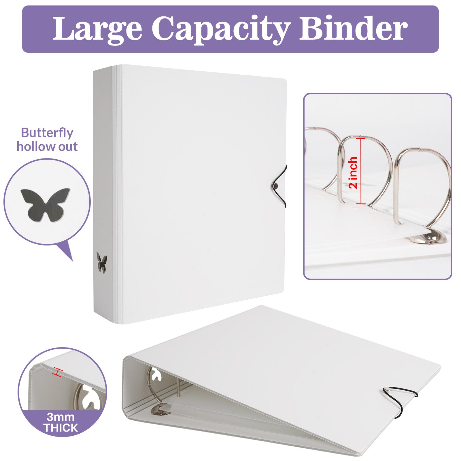 CeyiJun A4 Plus 2 Inch Minimalist Photocard Binder with 25 Pages 9 Pocket Single Side Inner Refills and 2 Divider Acid-Free with 225 Pockets Butterfly