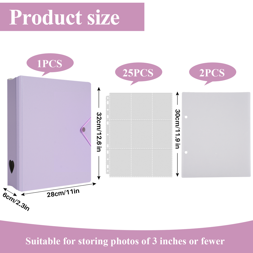 CeyiJun Minimalist Photocard Binder with 25 Pages 9 Pocket Single Side Inner Refills and 2 Divider Acid-Free with 225 Pockets
