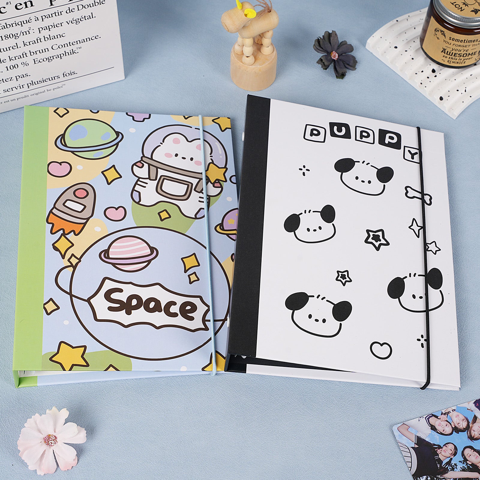 CeyiJun Cartoon Photocard Binder with 25 Pages 4 Pocket Single Side Inner Refills 200 Pockets