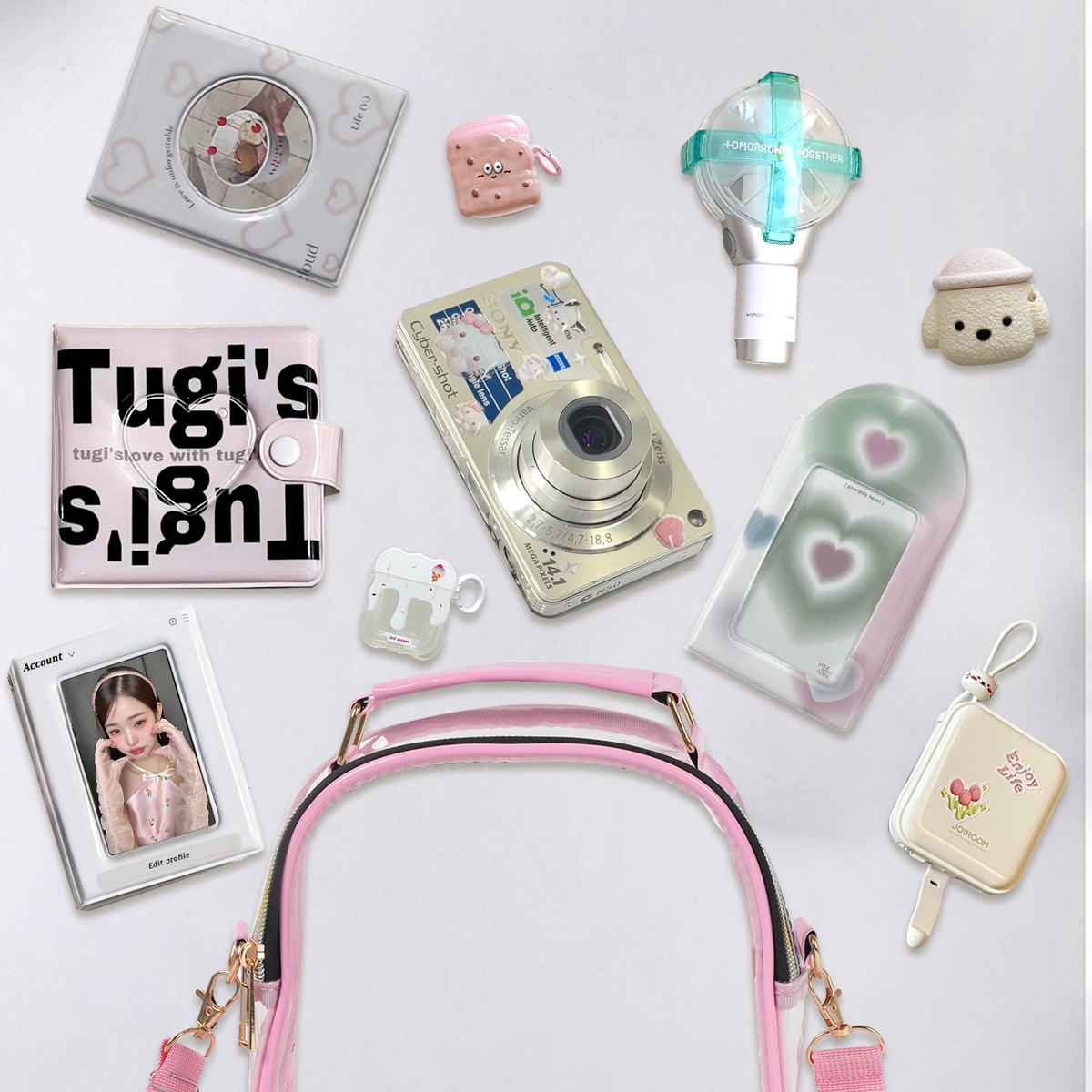 Aesthetic Clear Kpop Concert Bag, Stadium Approved Crossbody Bag with Adjustable Strap Game Day Kpop Merch Gifts Stan