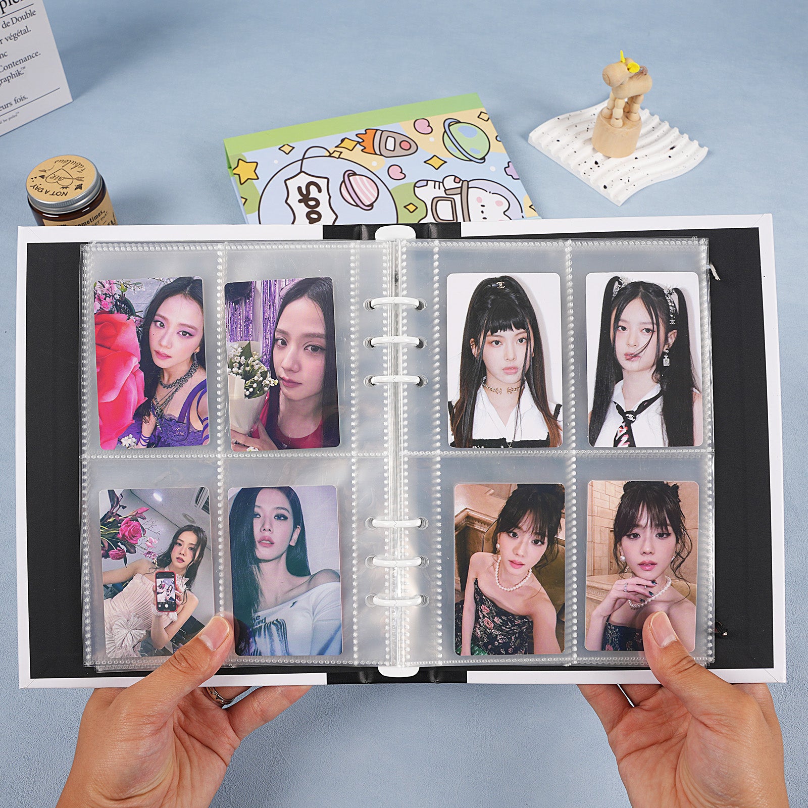 CeyiJun Cartoon Photocard Binder with 25 Pages 4 Pocket Single Side Inner Refills 200 Pockets