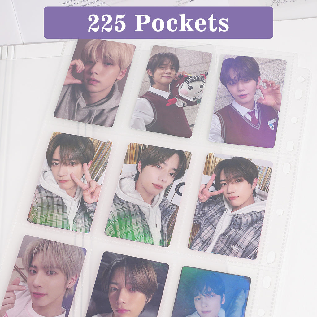 CeyiJun A4 Plus 2 Inch Minimalist Photocard Binder with 25 Pages 9 Pocket Single Side Inner Refills and 2 Divider Acid-Free with 225 Pockets Butterfly