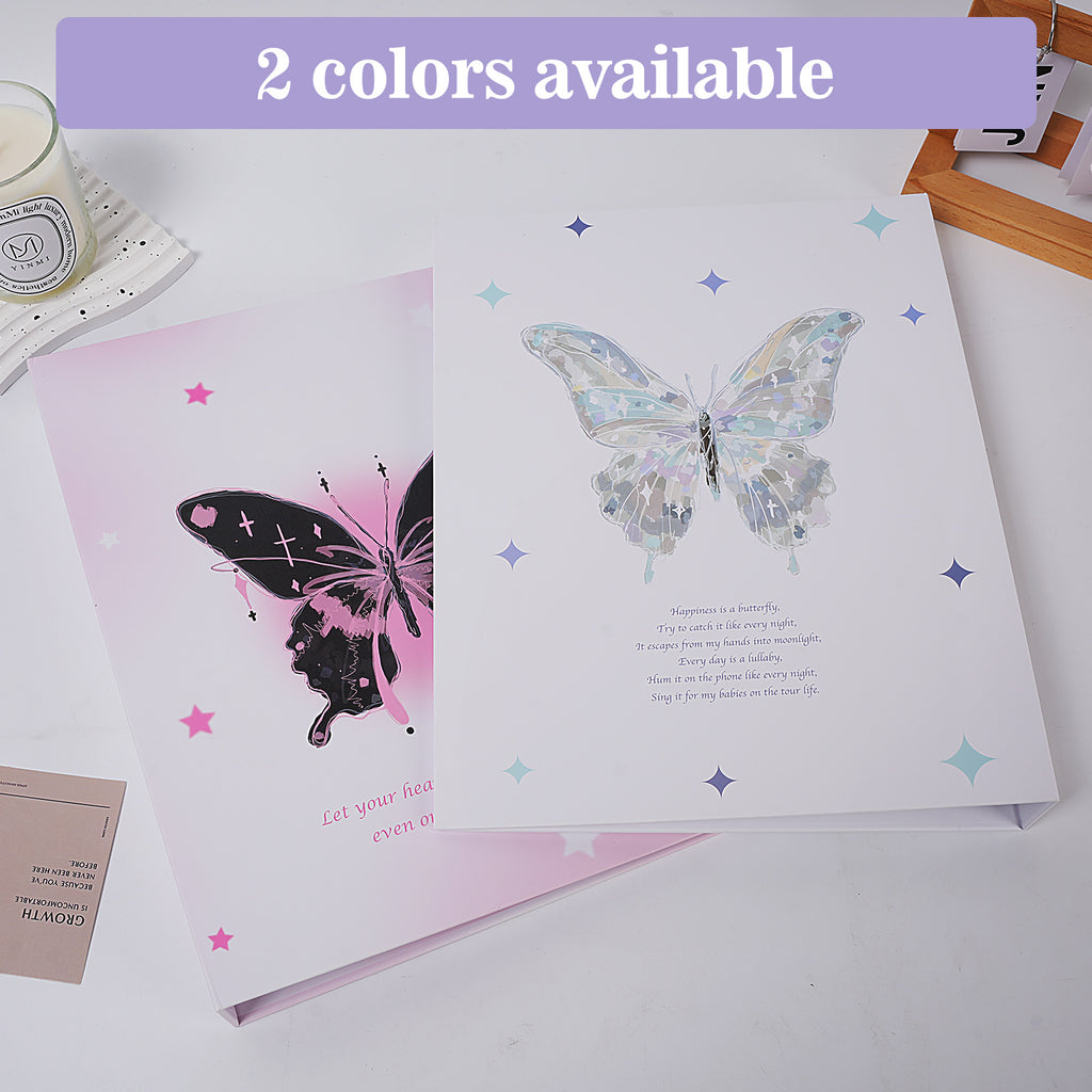 CeyiJun Butterfly Photocard Binder with 30 Pages 9 Pocket Single Side Inner Refills Acid-Free 270 Pockets