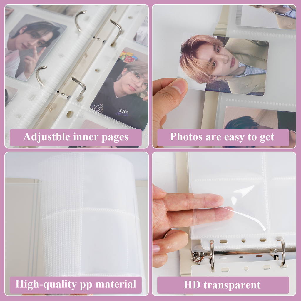 CeyiJun Minimalist Photocard Binder with 25 Pages 9 Pocket Single Side Inner Refills and 2 Divider Acid-Free with 225 Pockets