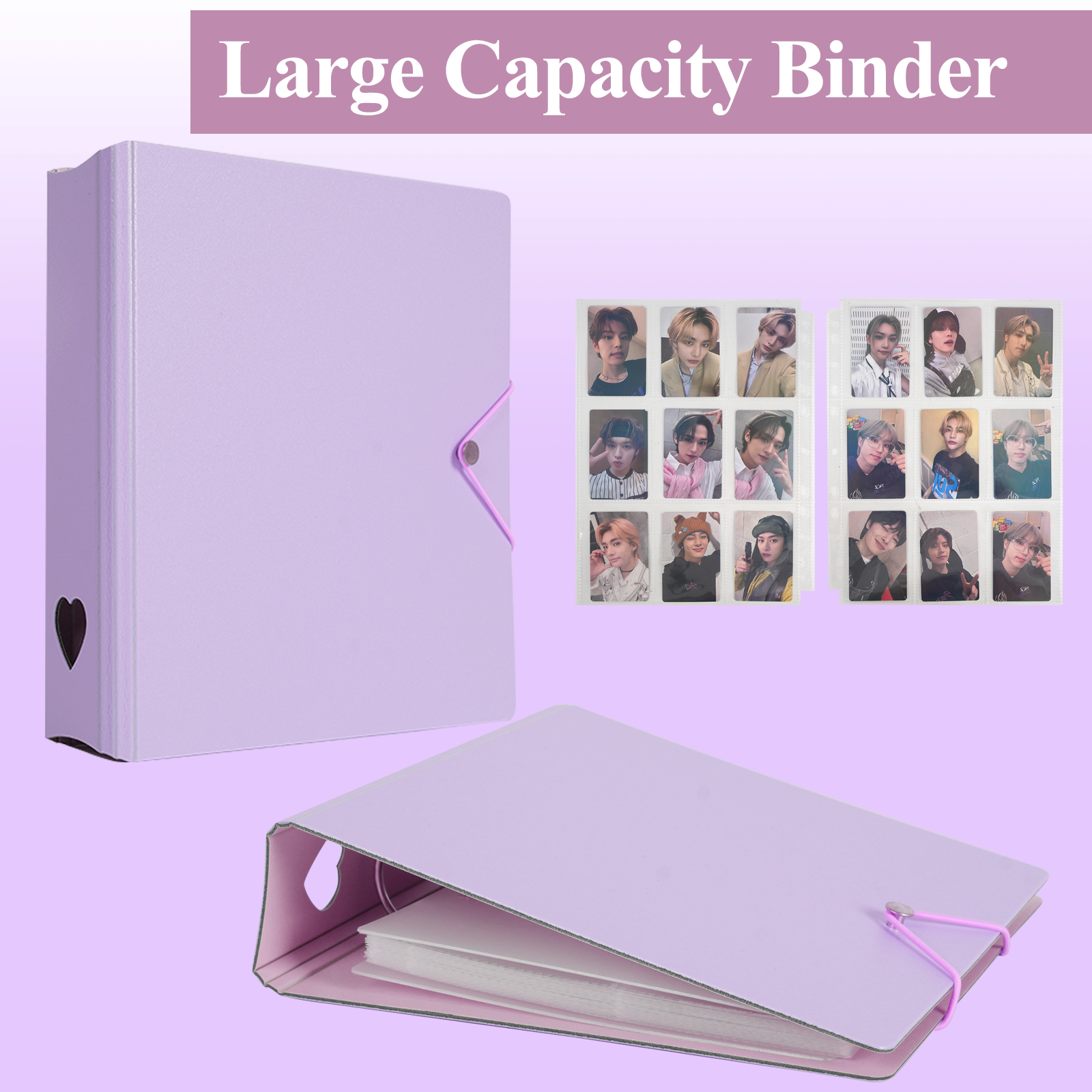 CeyiJun Minimalist Photocard Binder with 25 Pages 9 Pocket Single Side Inner Refills and 2 Divider Acid-Free with 225 Pockets