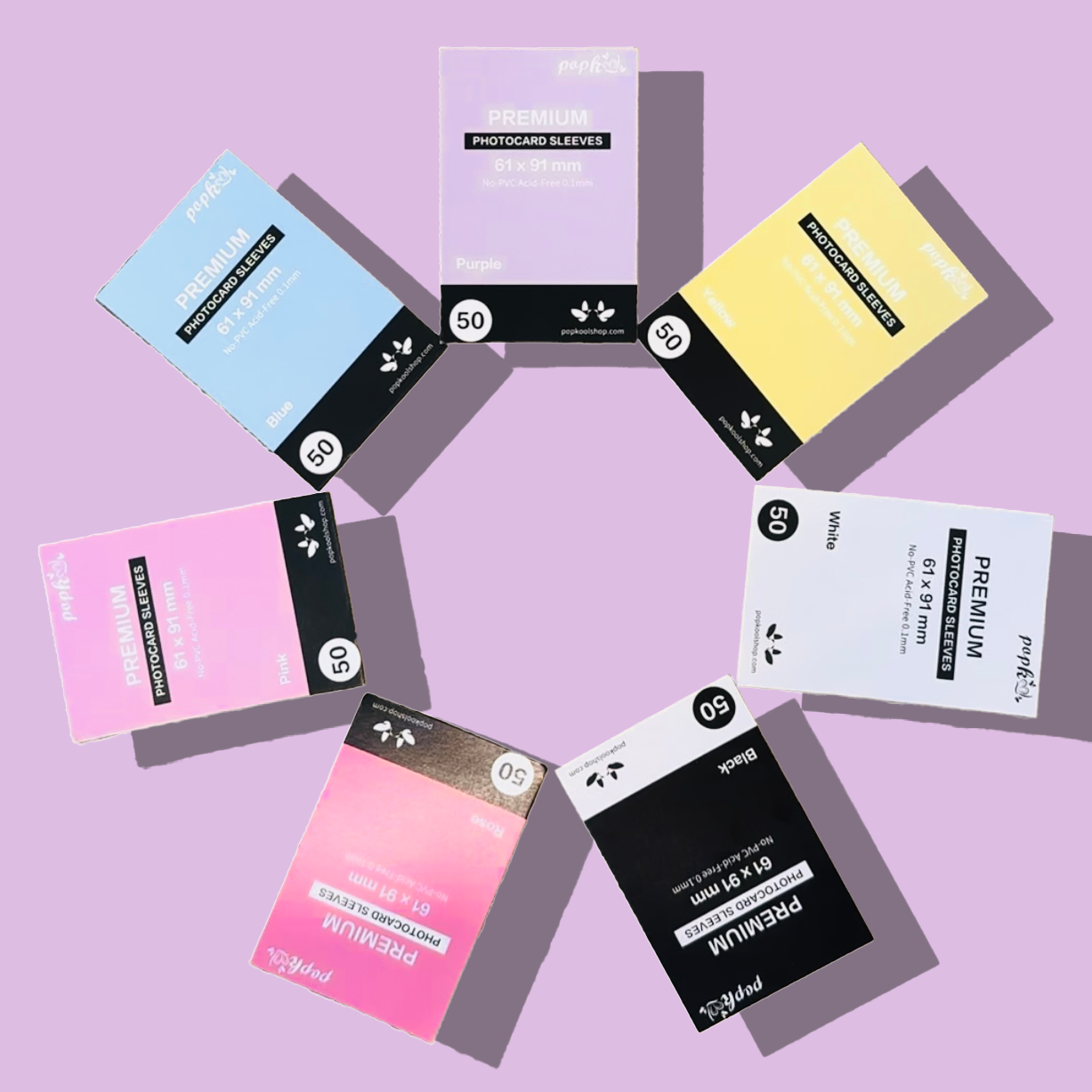 Kpop Photocard Premium Sleeves | All Color 100 Microns 61 x 91 mm Kpop photocards Colored Protector | Acid-Free 50 PCs Black