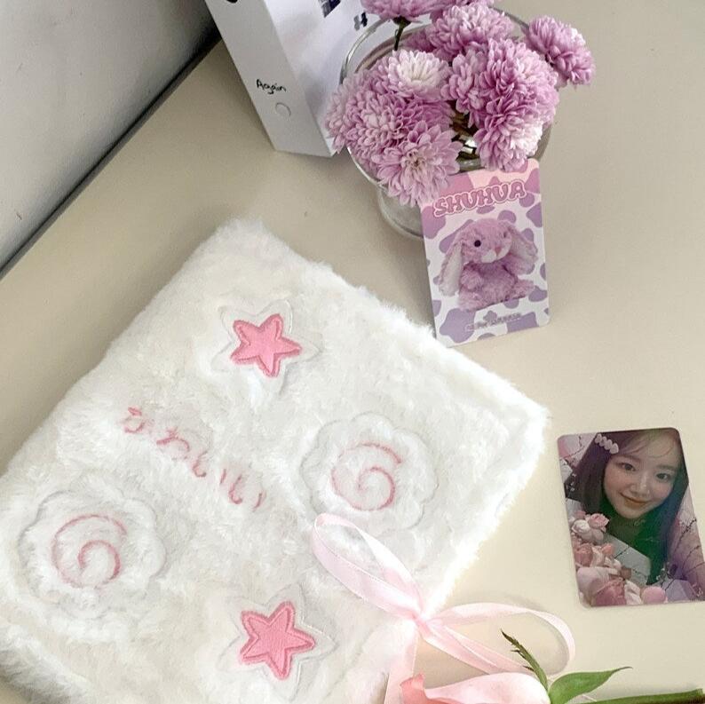 A5 Star fish board furry card book 3 inch album girl star small card six-hole looseleaf card book