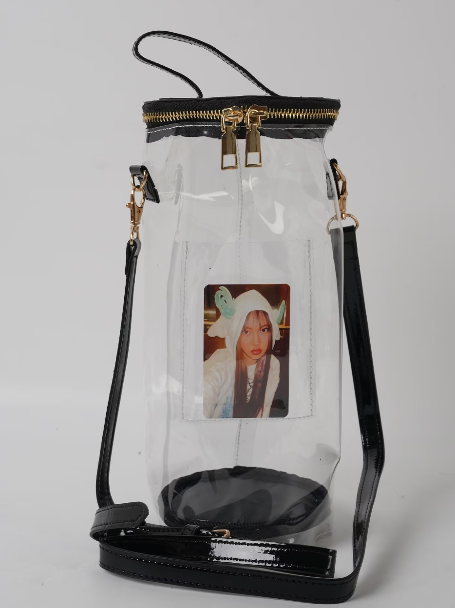 Aesthetic Clear Kpop LightStick Bag, Stadium Approved Crossbody Bag with Adjustable Strap Game Day Kpop Merch Gifts Stan