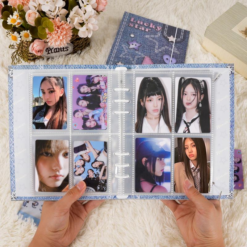 CeyiJun Denim Photocard Binder with 25 Pages 4 Pocket Double Side Inner Refills with 200 Pockets