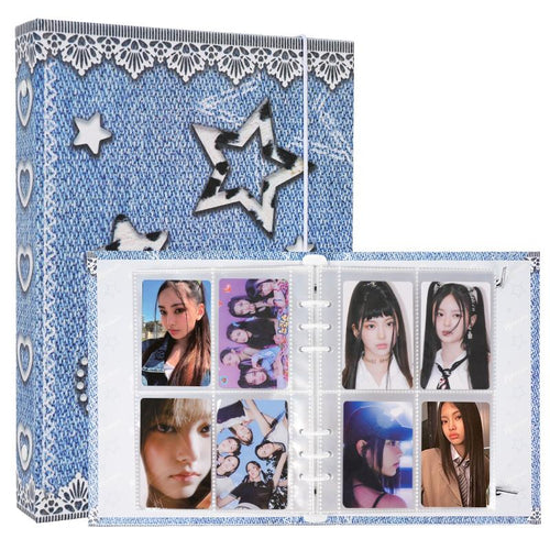 CeyiJun Denim Photocard Binder with 25 Pages 4 Pocket Double Side Inner Refills with 200 Pockets