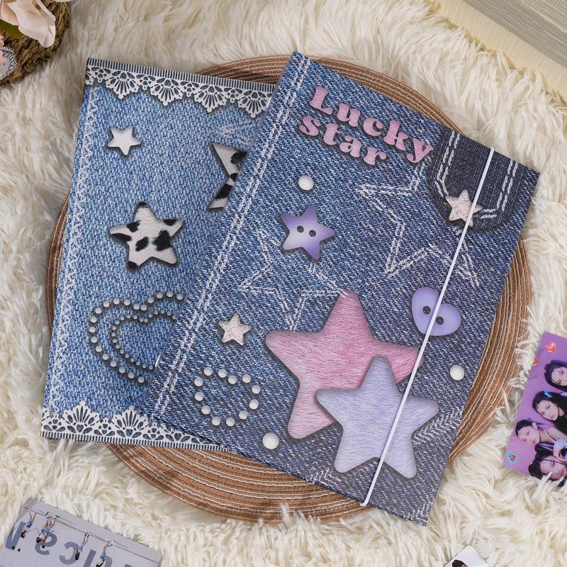 CeyiJun Denim Photocard Binder with 25 Pages 4 Pocket Double Side Inner Refills with 200 Pockets