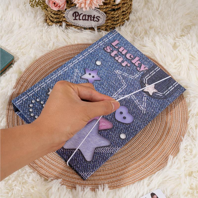 CeyiJun Denim Photocard Binder with 25 Pages 4 Pocket Double Side Inner Refills with 200 Pockets