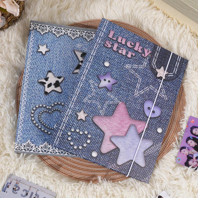 CeyiJun Denim Photocard Binder with 25 Pages 4 Pocket Double Side Inner Refills with 200 Pockets