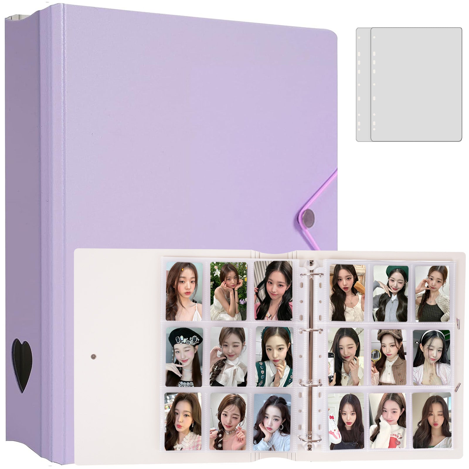 CeyiJun Minimalist Photocard Binder with 25 Pages 9 Pocket Single Side Inner Refills and 2 Divider Acid-Free with 225 Pockets