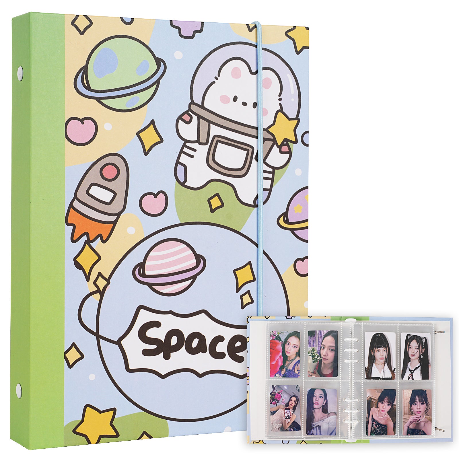 CeyiJun Cartoon Photocard Binder with 25 Pages 4 Pocket Single Side Inner Refills 200 Pockets