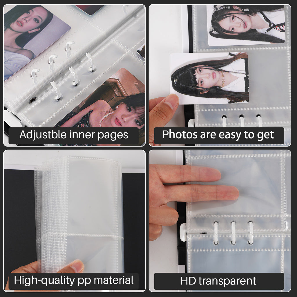 CeyiJun Cartoon Photocard Binder with 25 Pages 4 Pocket Single Side Inner Refills 200 Pockets