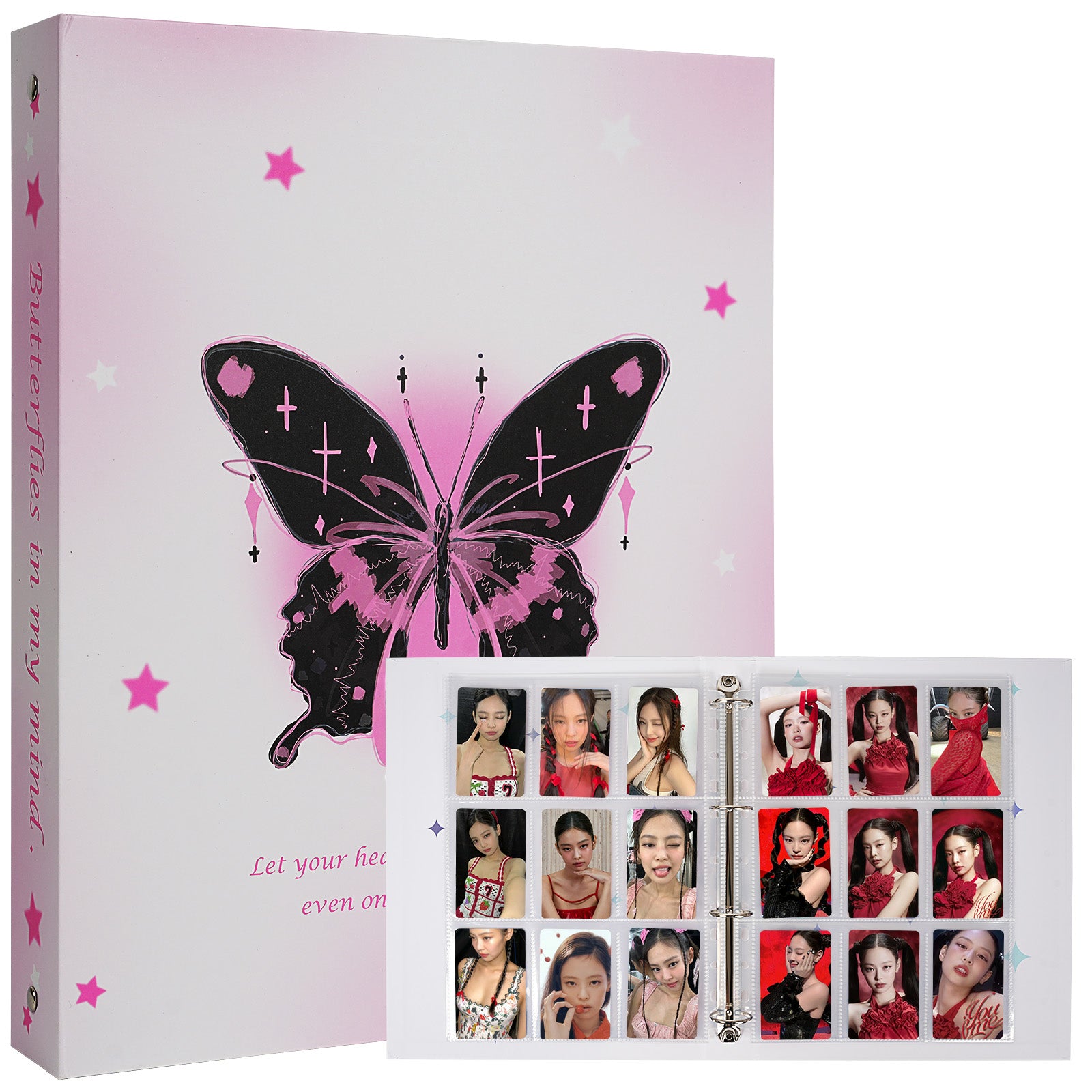 CeyiJun Butterfly Photocard Binder with 30 Pages 9 Pocket Single Side Inner Refills Acid-Free 270 Pockets