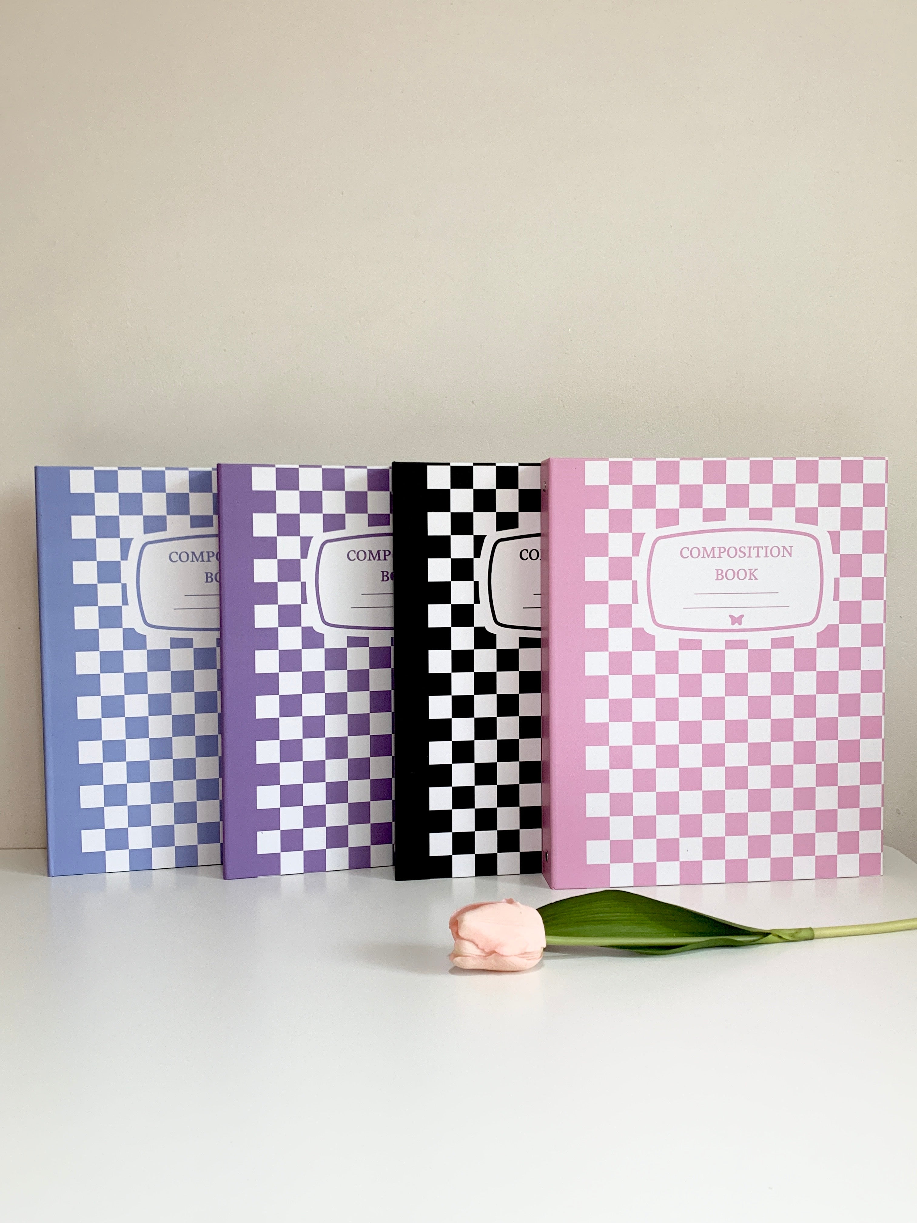 [PREORDER] PopKoolShop A4 1 inch Binder | Customizable Kpop Photocard Binder| 4 Ring Planner K-pop Binder Bullet Journal Scrapbook Gifts | New Checkered Design