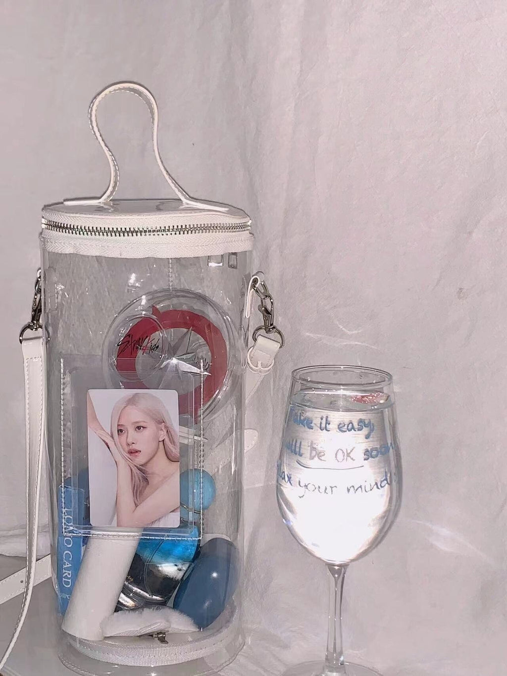 Aesthetic Clear Kpop LightStick Bag, Stadium Approved Crossbody Bag with Adjustable Strap Game Day Kpop Merch Gifts Stan